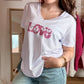 tee shirt Love rose pailleté