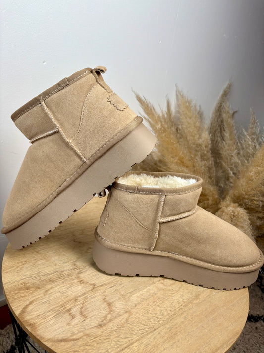 Boots cuir Beige