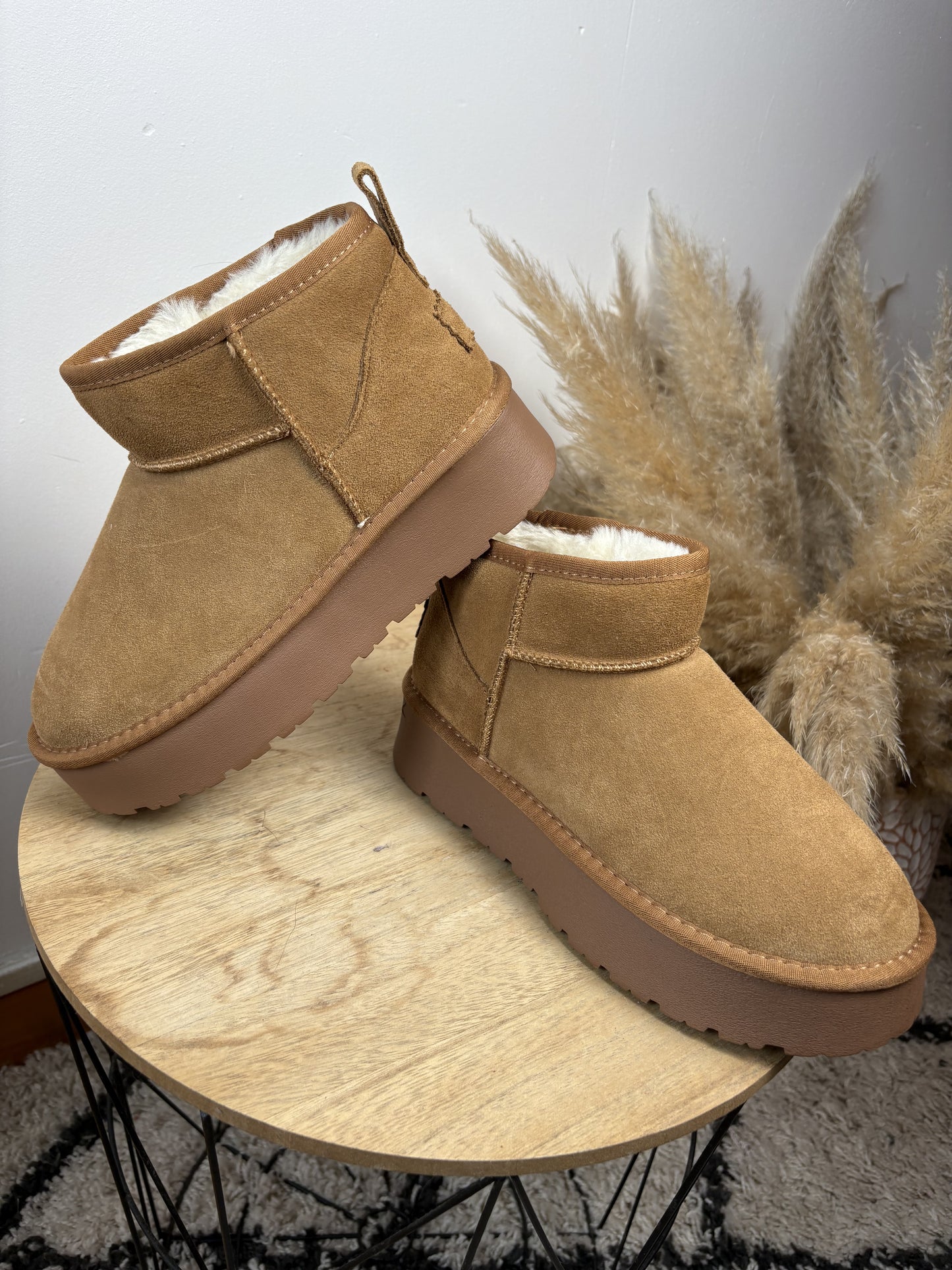 Boots cuir Camel