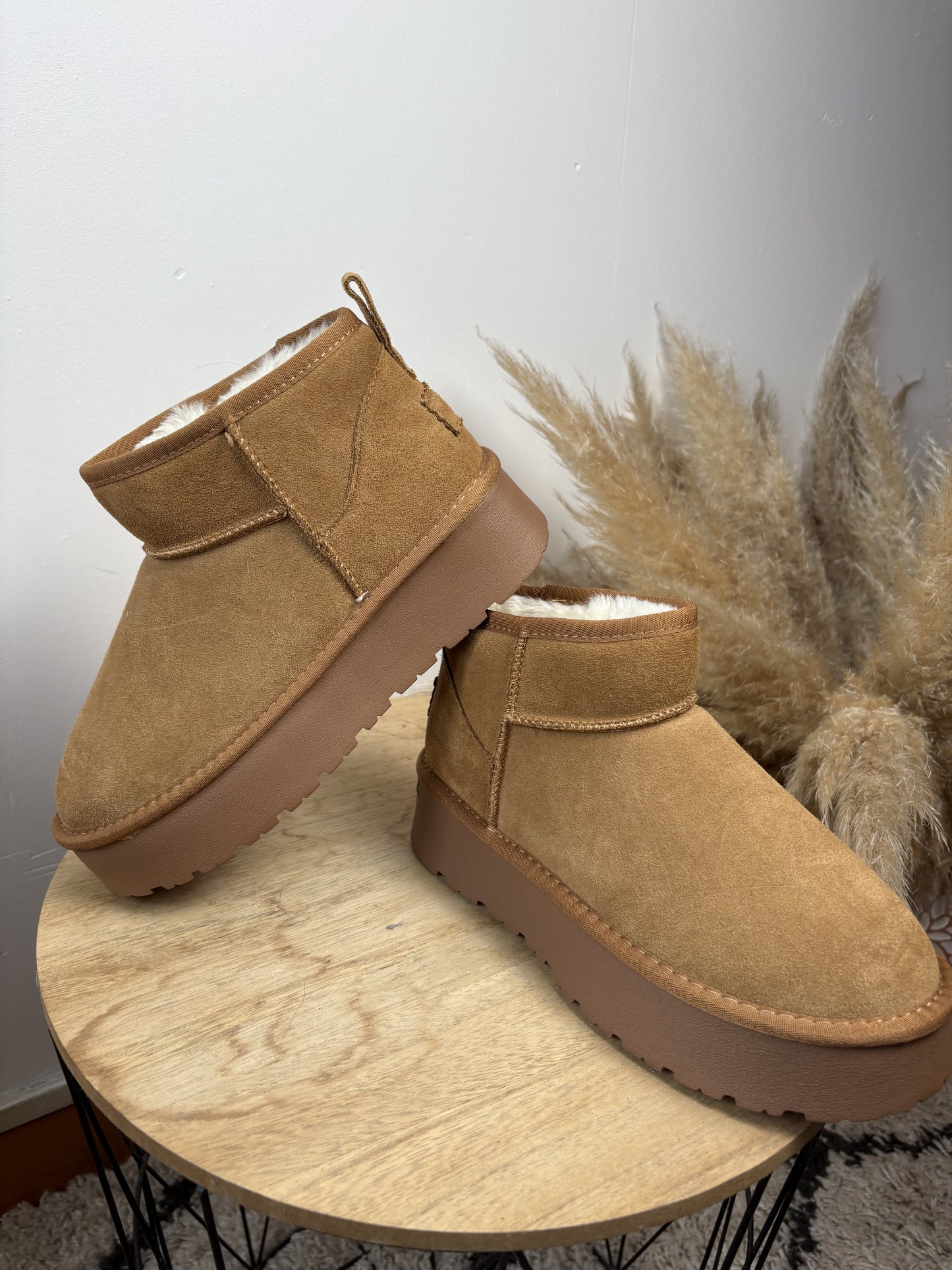 Boots cuir Camel