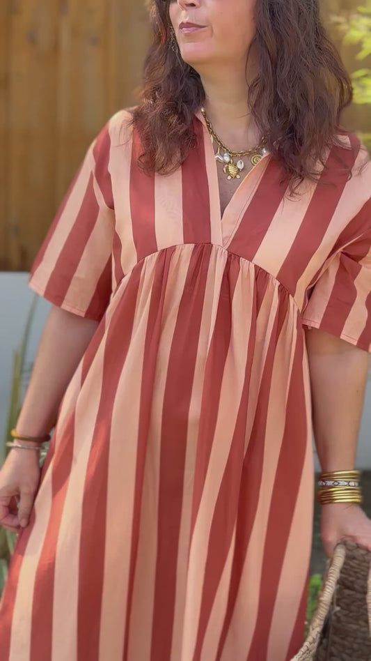 Robe midi terracotta stripe
